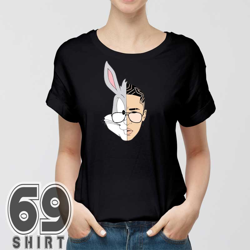 Bad Bunny Merch Face Cartoon Women Graphic T-Shirt 