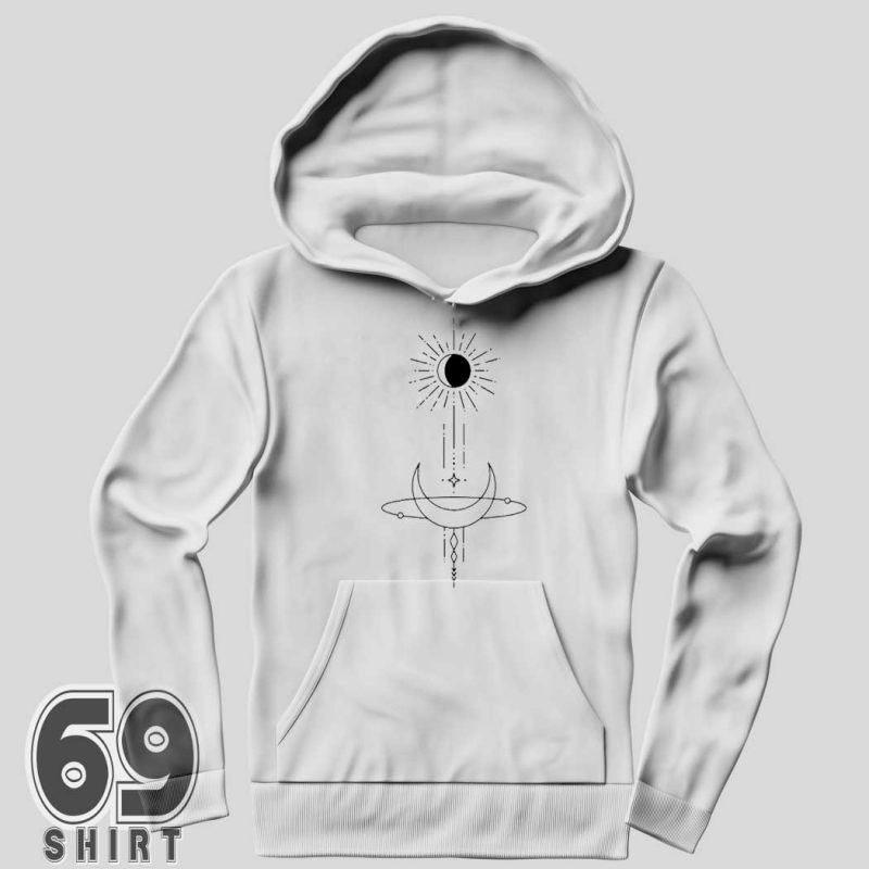 Simple Classic Sun And Moon Hoodie White