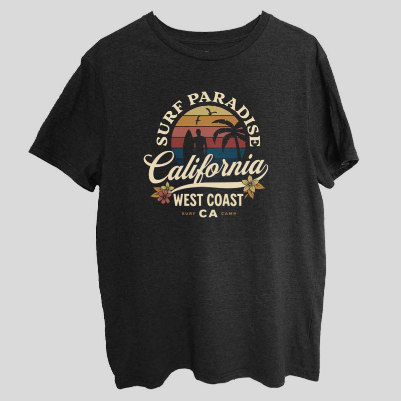 Surf Paradise California T-shirt Vintage Design