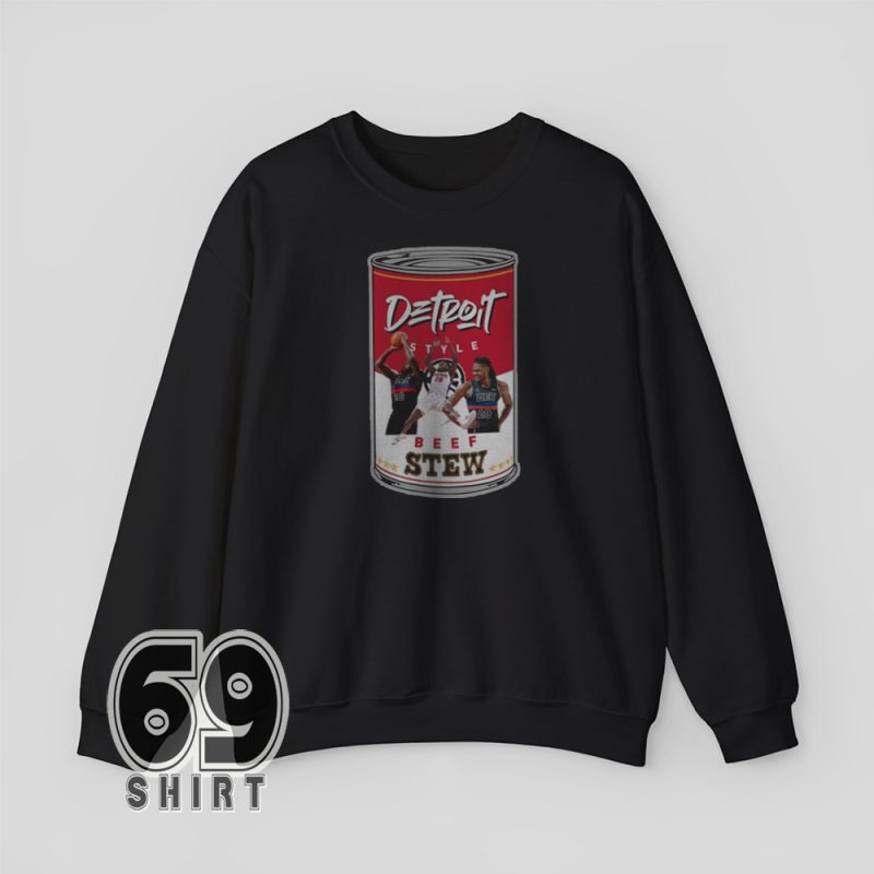 Cozy sweatshirt with bold Detroit beef stew design, great for fall and food festival fashion.