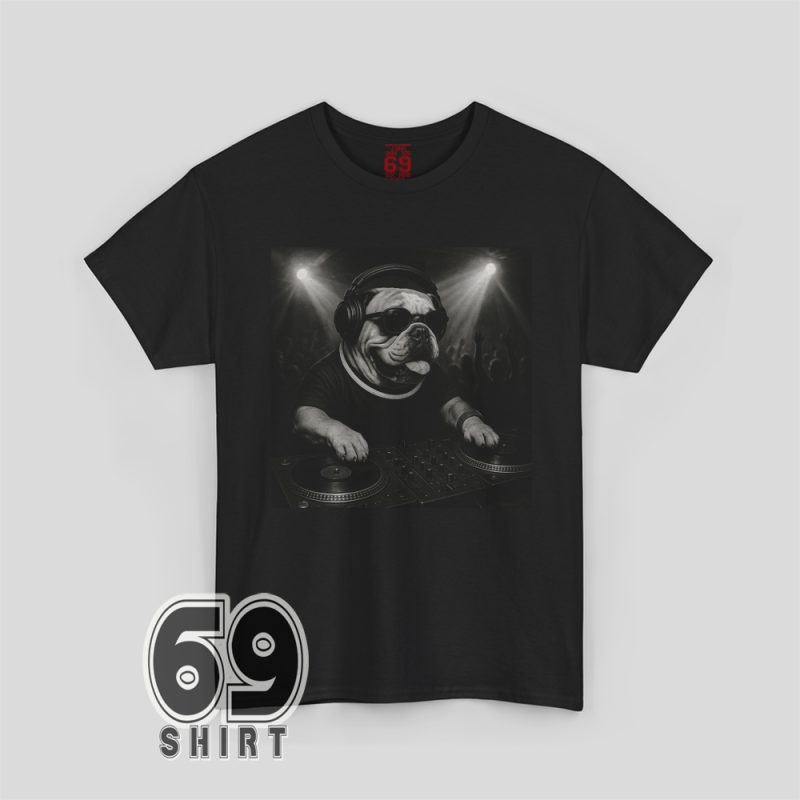 Dog DJ graphic printed on unisex t-shirt – funny rave-themed apparel for pet and music lovers