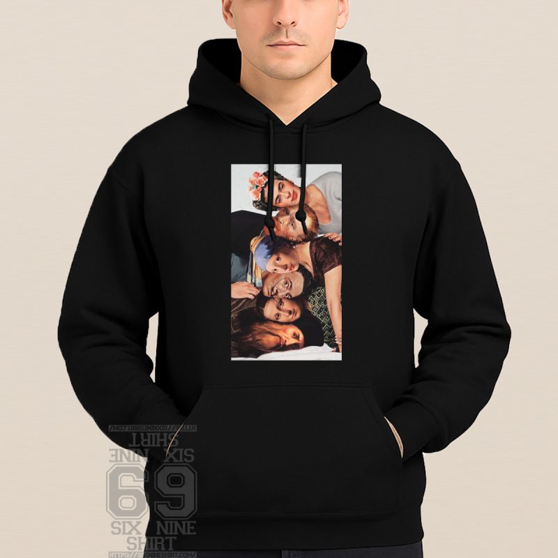 men Black Hoodie Collage of famous artists and classical paintings stacked together as if lying in bed