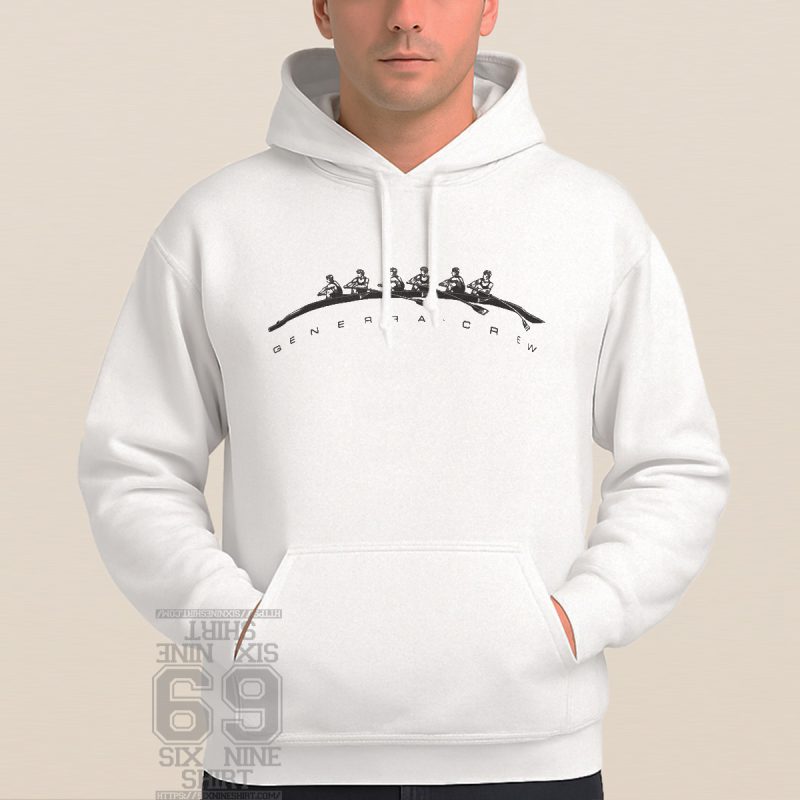 Close-up of Generra rowing team graphic printed on Hoodie