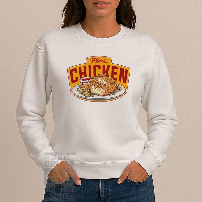 Sweatshirt with printed fried chicken graphic design