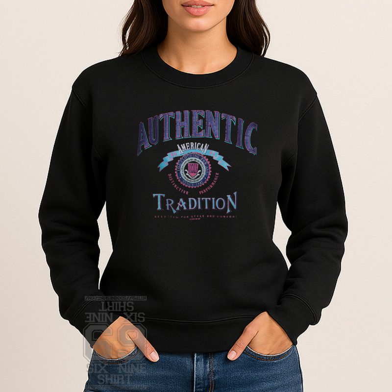 Front view of vintage 90s IOU Authentic Tradition sweatshirt with large IOU logo