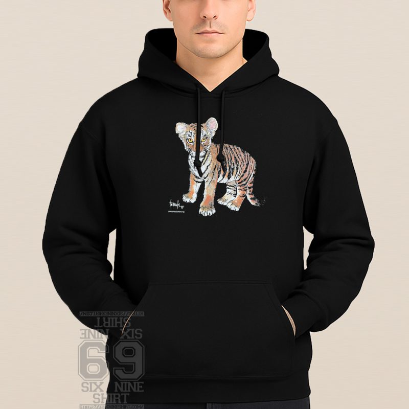 Vintage Alore 1999 Tiger Cub Earth Foundation Men Hoodie with graphic of baby tiger