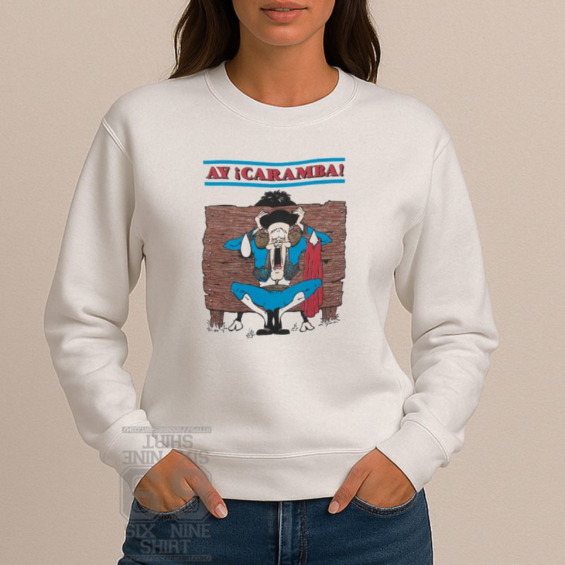 vintage Sweatshirt Ay Caramba shirt with matador and bullfight cartoon graphic Printed