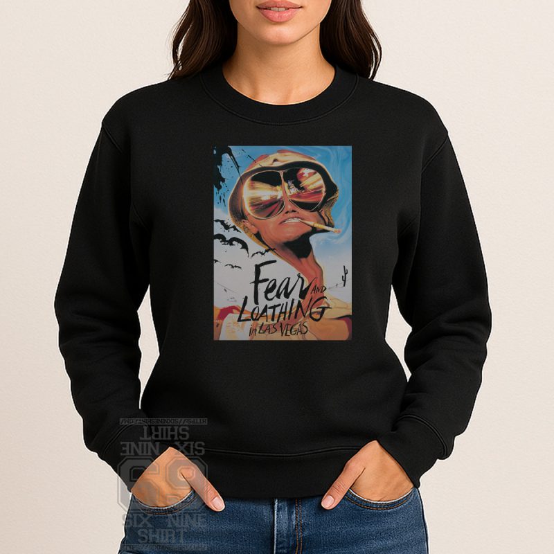 Vintage-style Fear and Loathing in Las Vegas graphic t-shirt with psychedelic desert art and retro design on Sweatshirt
