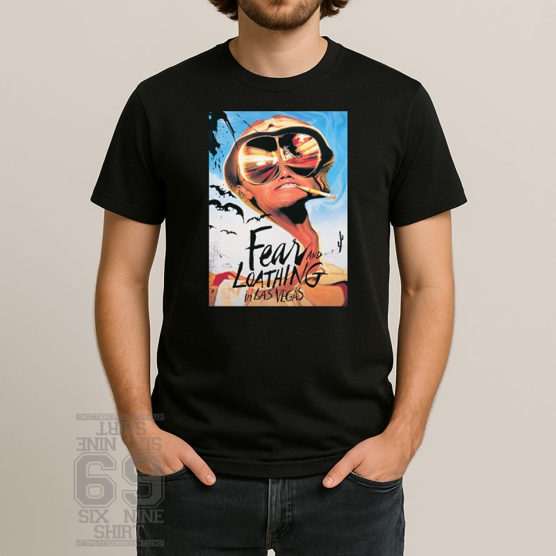 Vintage-style Fear and Loathing in Las Vegas graphic t-shirt with psychedelic desert art and retro design