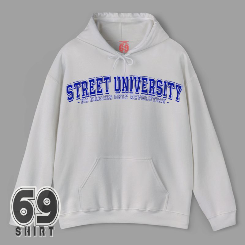 revolution sweatshirt, street university hoodie, anti-school graphic, punk education fashion, no grades only revolution, anarchist streetwear, activist clothing, protest fashion, rebel mindset merch