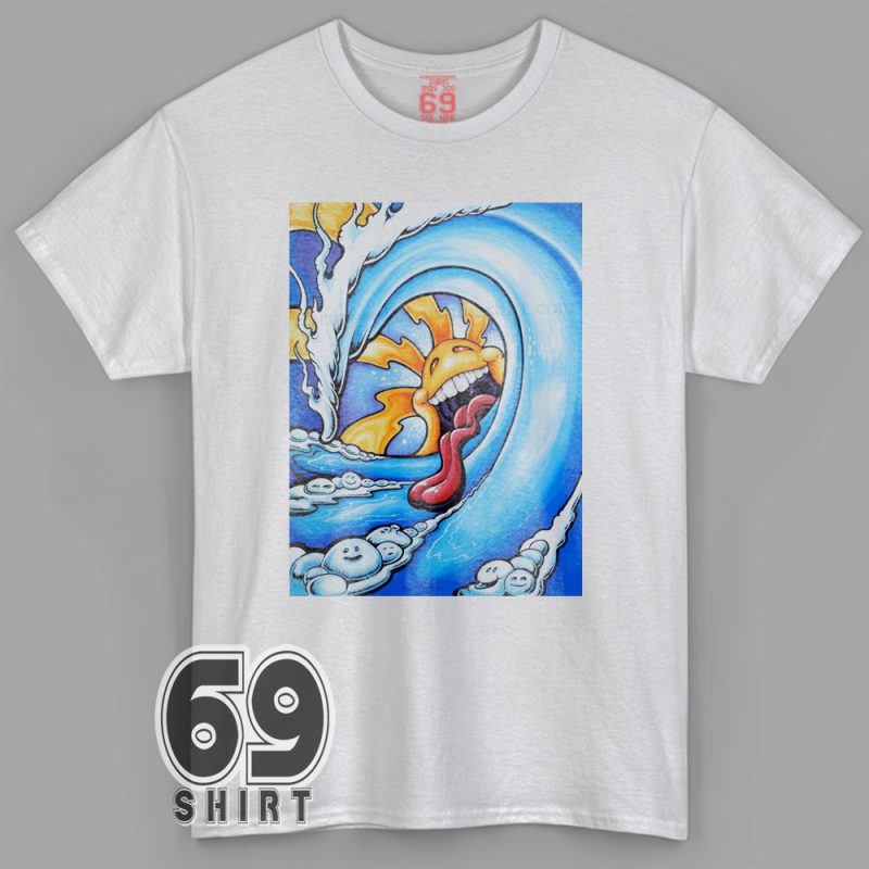 Surfing sun psychedelic wave graphic t-shirt