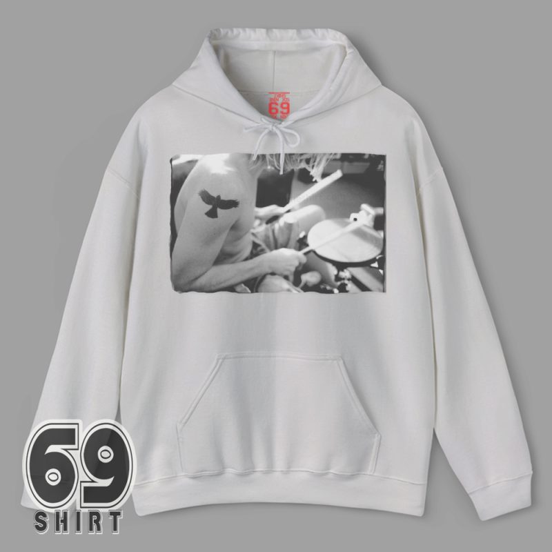 Taylor Hawkins inspired rock drummer black-and-white hoodie