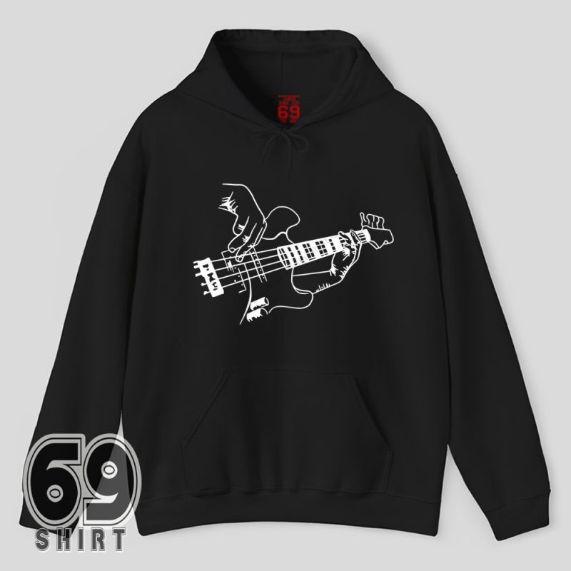 Music lover apparel – bass guitar silhouette hoodie