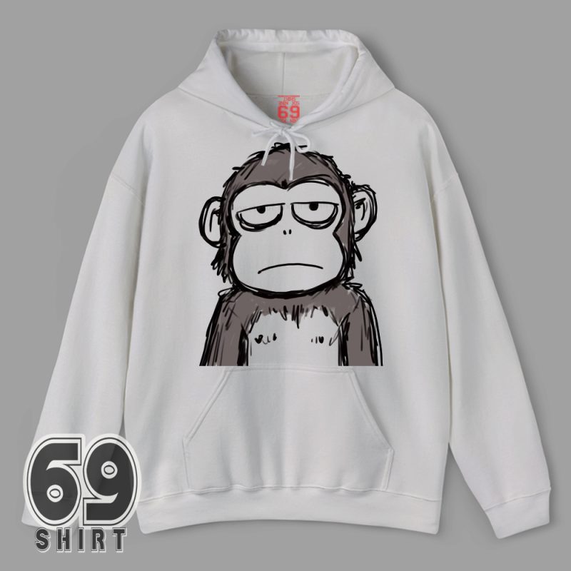 Funny unimpressed monkey face drawing hoodie