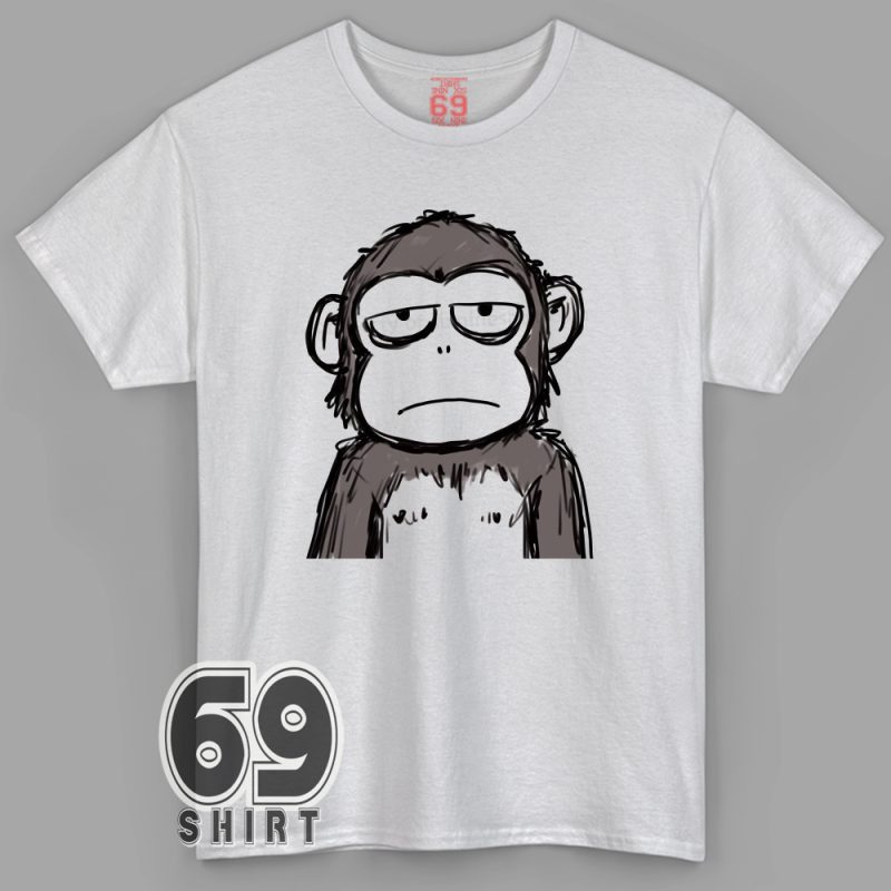 Hand Drawing Cartoon bored monkey face sarcastic t-shirt