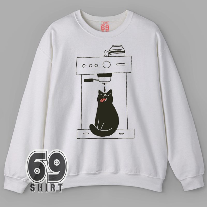 Minimalist coffee and cat lover Sweatshirt