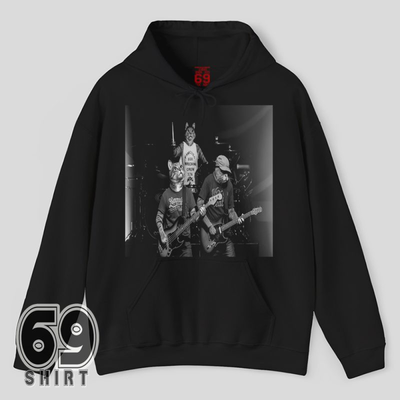 Vintage concert tour cat hoodie – rock and humor inspired apparel