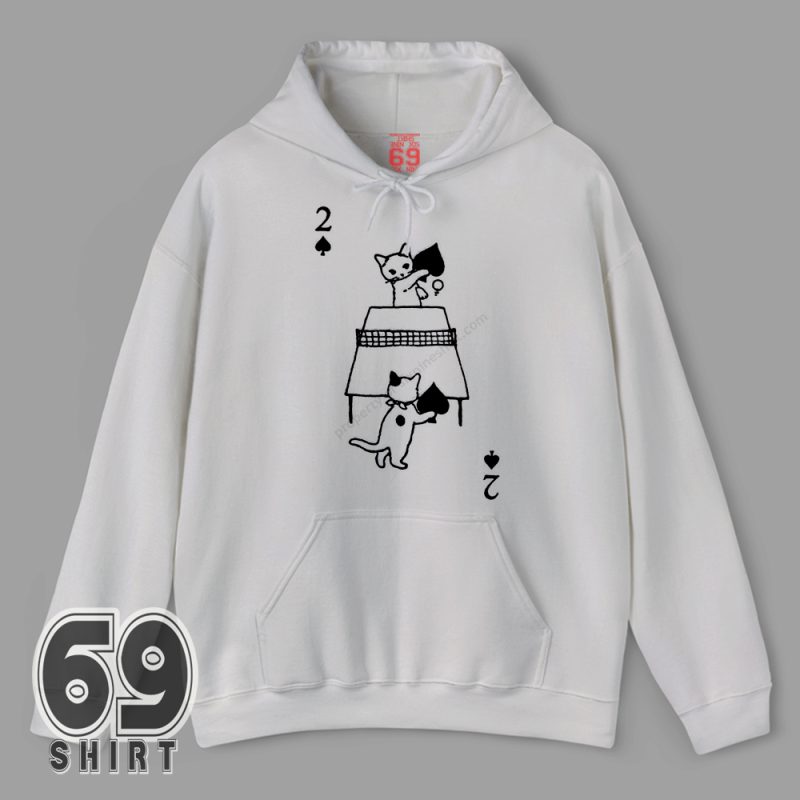 Quirky cat lover graphic shirt with spades card unique hoodie