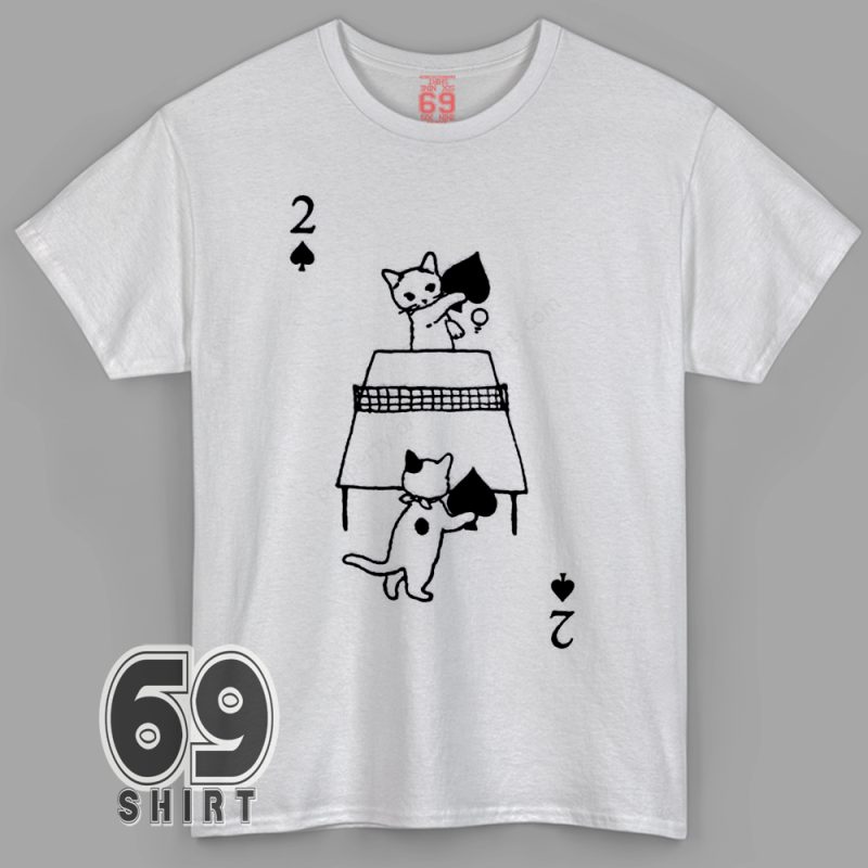 Funny cat playing ping pong spades card shirt