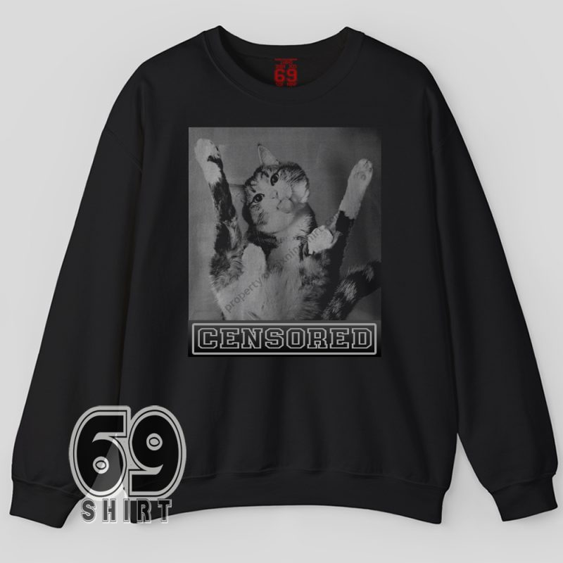 Sarcastic cat lover sweatshirt – cheeky censored design