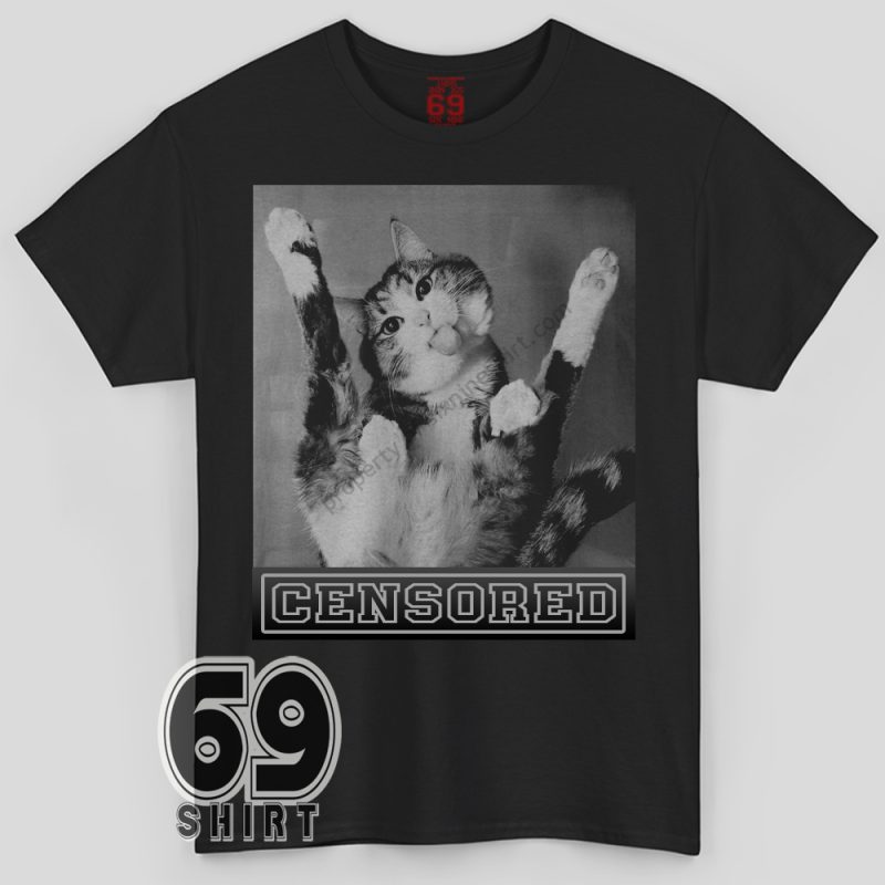 Funny censored cat shirt – silly cat meme graphic tee