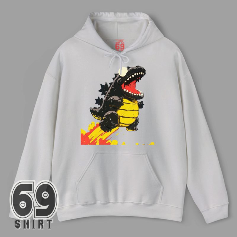 Cute kaiju hoodie – rocket Godzilla cartoon monster design