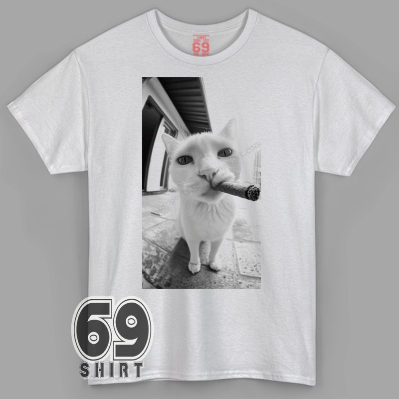 Funny smoking cat shirt – cool cartoon feline with cigar graphic tee
