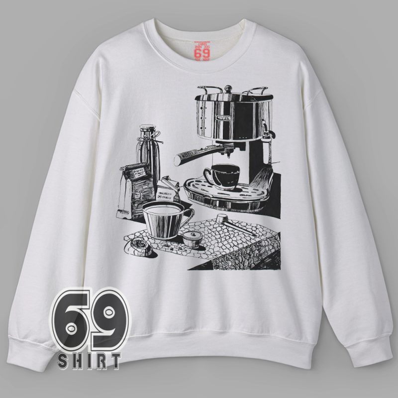 Coffee art Sweatshirt black and white barista design