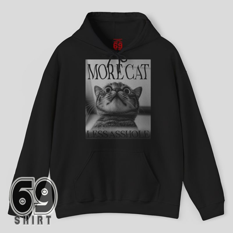 Humorous wide-eyed cat hoodie – witty feline lover apparel