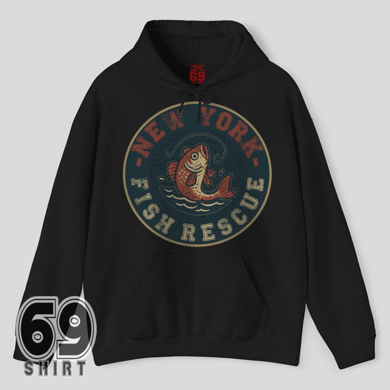 Funny fisherman hoodie – retro badge design for anglers