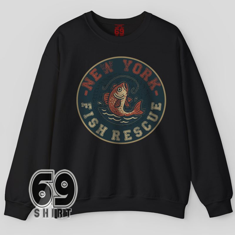 Vintage fish rescue sweatshirt – humorous fishing apparel