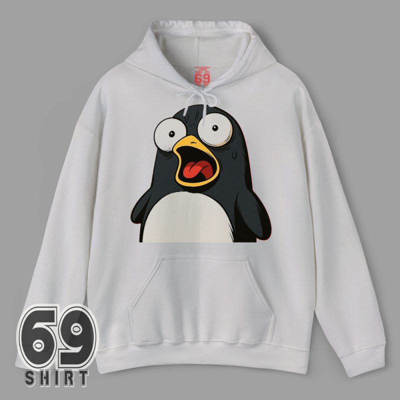 Shocked Penguin Face Meme Funny Cartoon Expression Hoodie