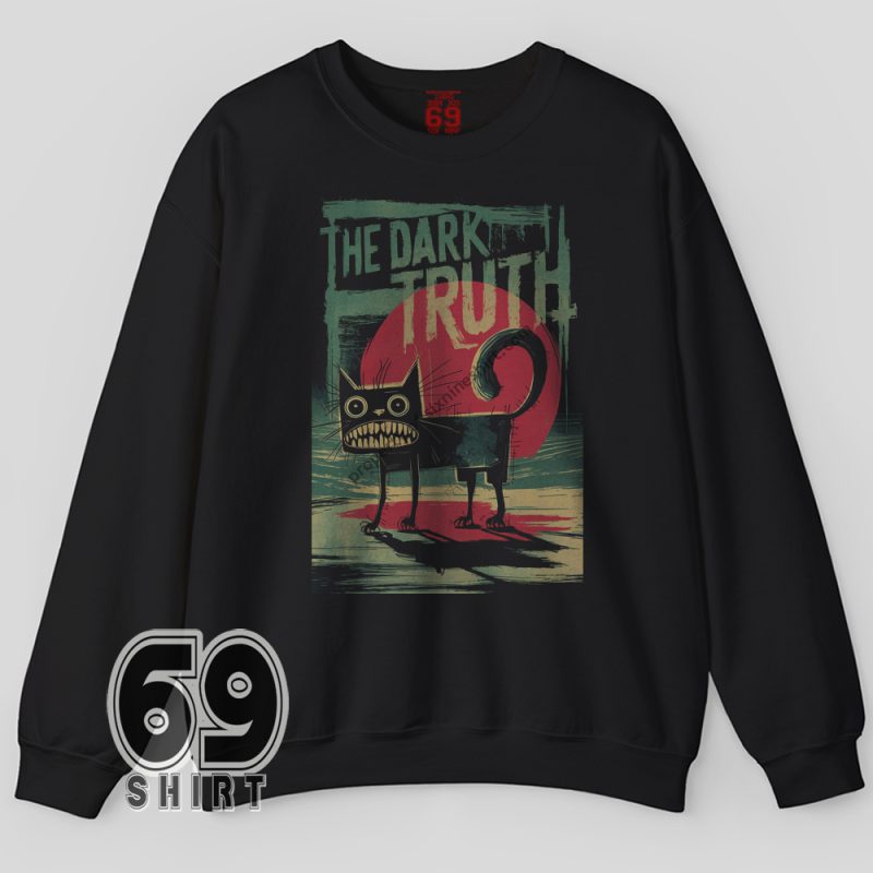 Halloween creepy cat sweatshirt – vintage horror artwork design