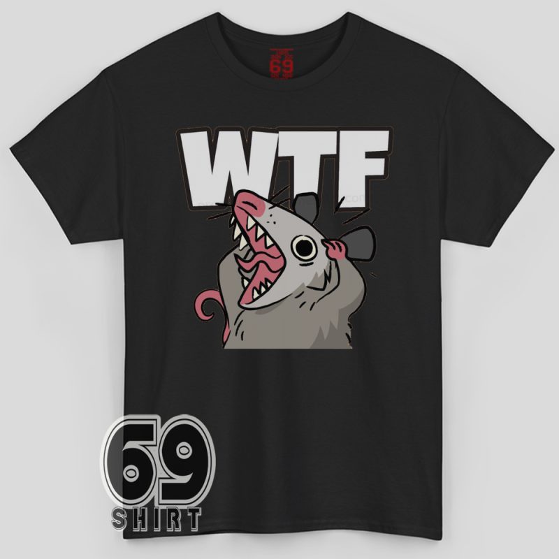 Black Funny WTF Opossum cartoon shirt – screaming possum meme graphic tee