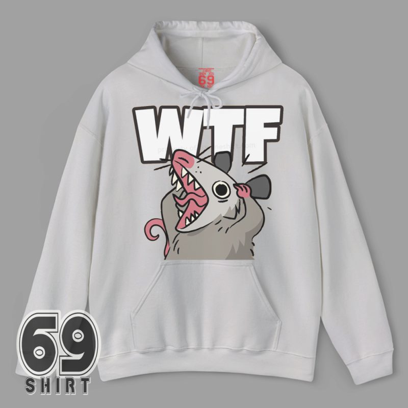 Crazy screaming opossum hoodie – WTF animal meme design