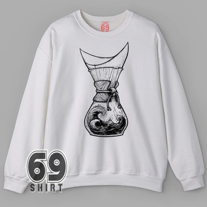 Hand-drawn pour over coffee graphic sweatshirt for baristas