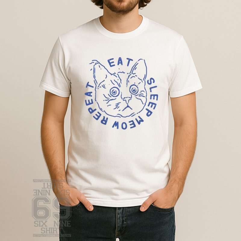 Vintage Eat Sleep Meow Repeat Cat Graphic Tee