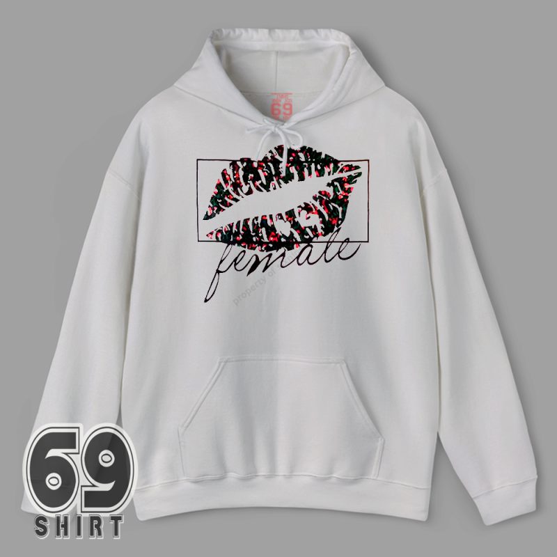 Feminine empowerment fashion hoodie with floral lips