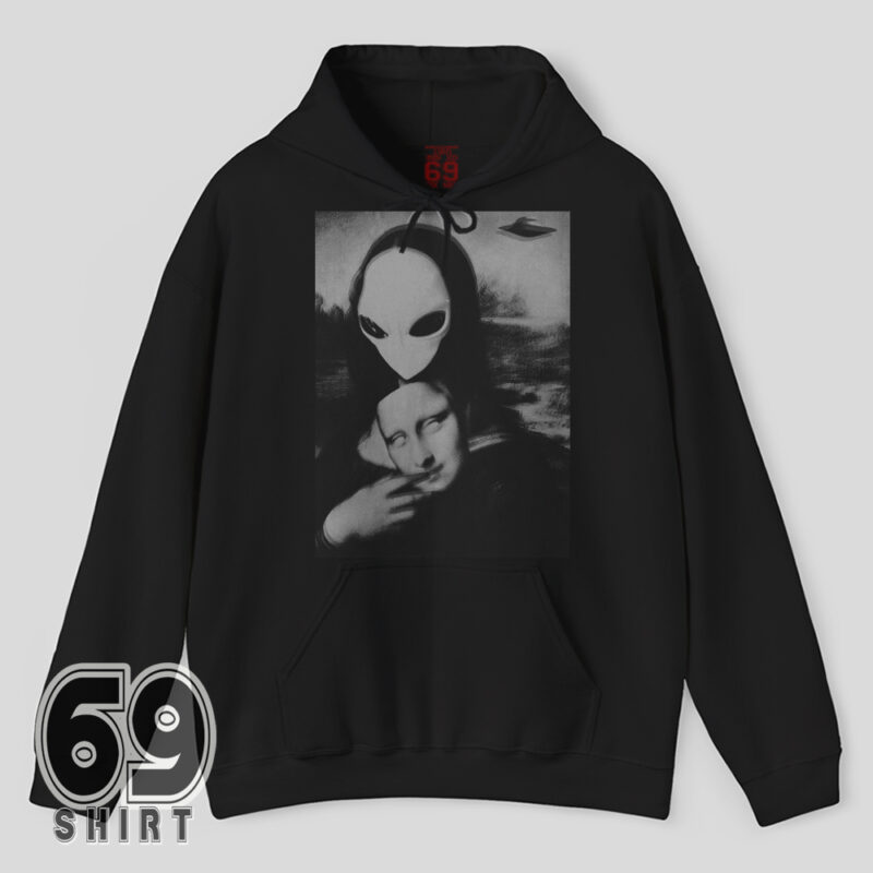 Alien Mona Lisa Parody Surreal Art Hoodie