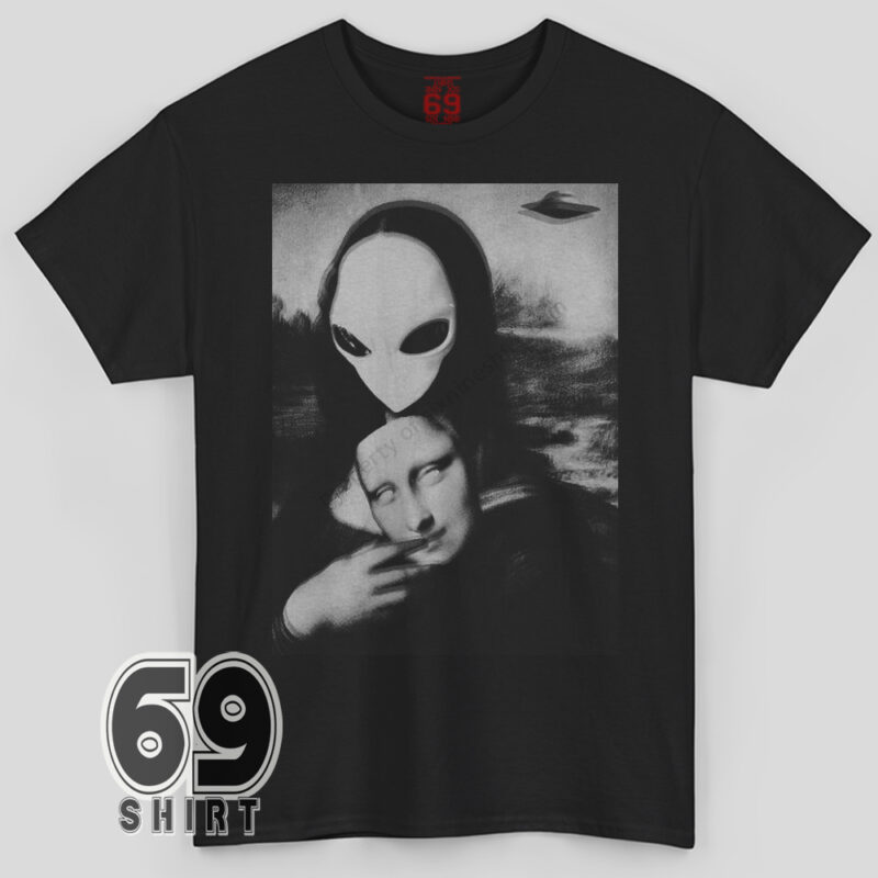 Alien Mona Lisa Parody Surreal Art T-Shirt