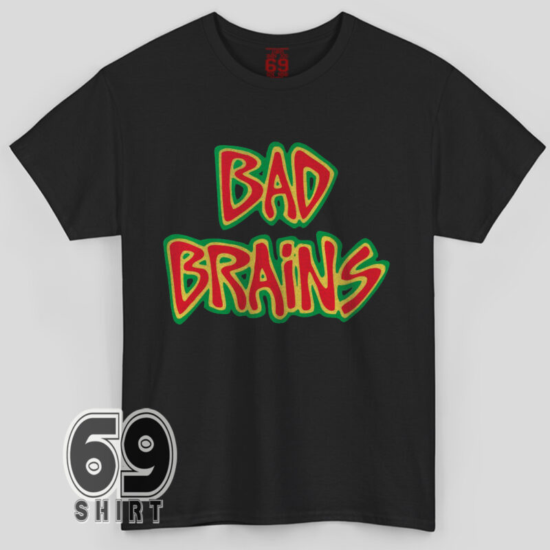 Bad Brains graffiti style logo on black t-shirt