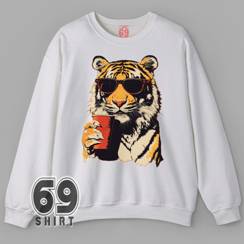 Retro tiger party animal sweatshirt design