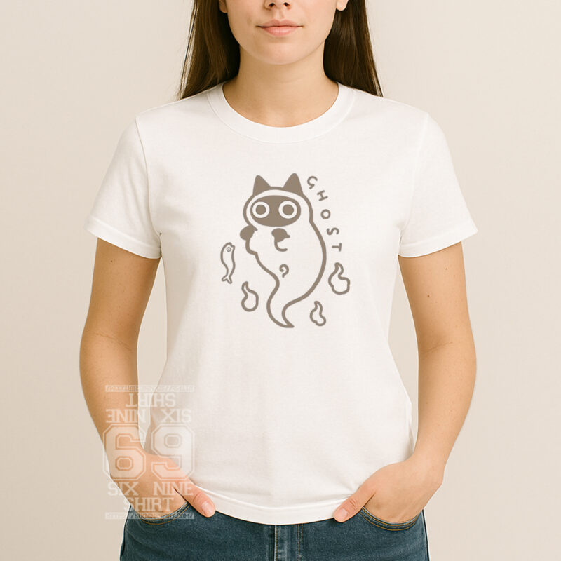 Cat ghost graphic t-shirt spooky cute design
