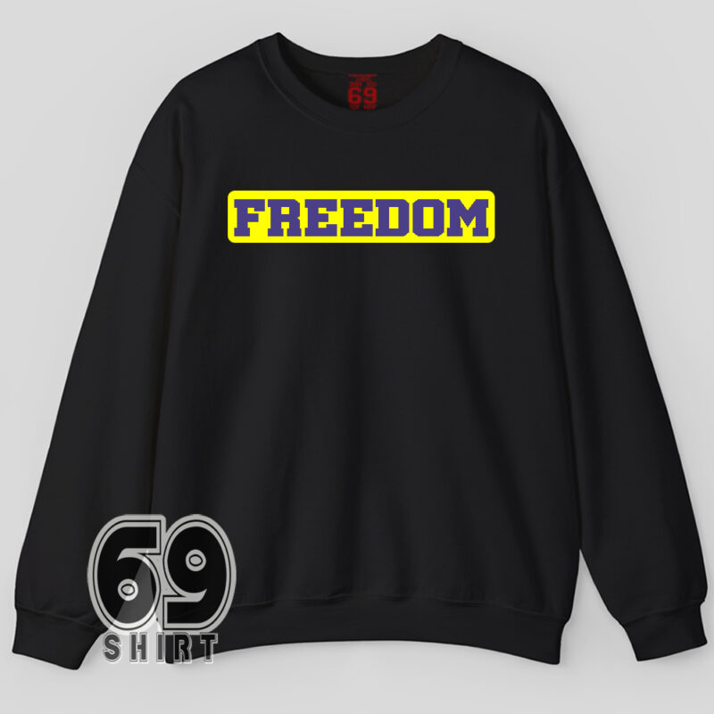Freedom Bold Blue and Yellow Letter Print Graphic sweatshirt