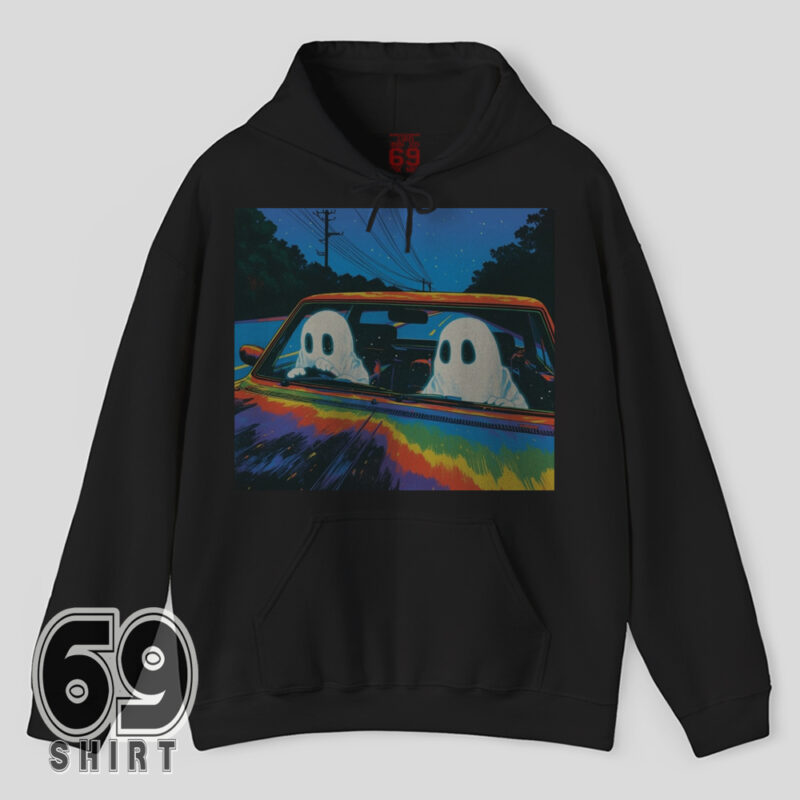 Funny Halloween vaporwave ghost road trip hoodie
