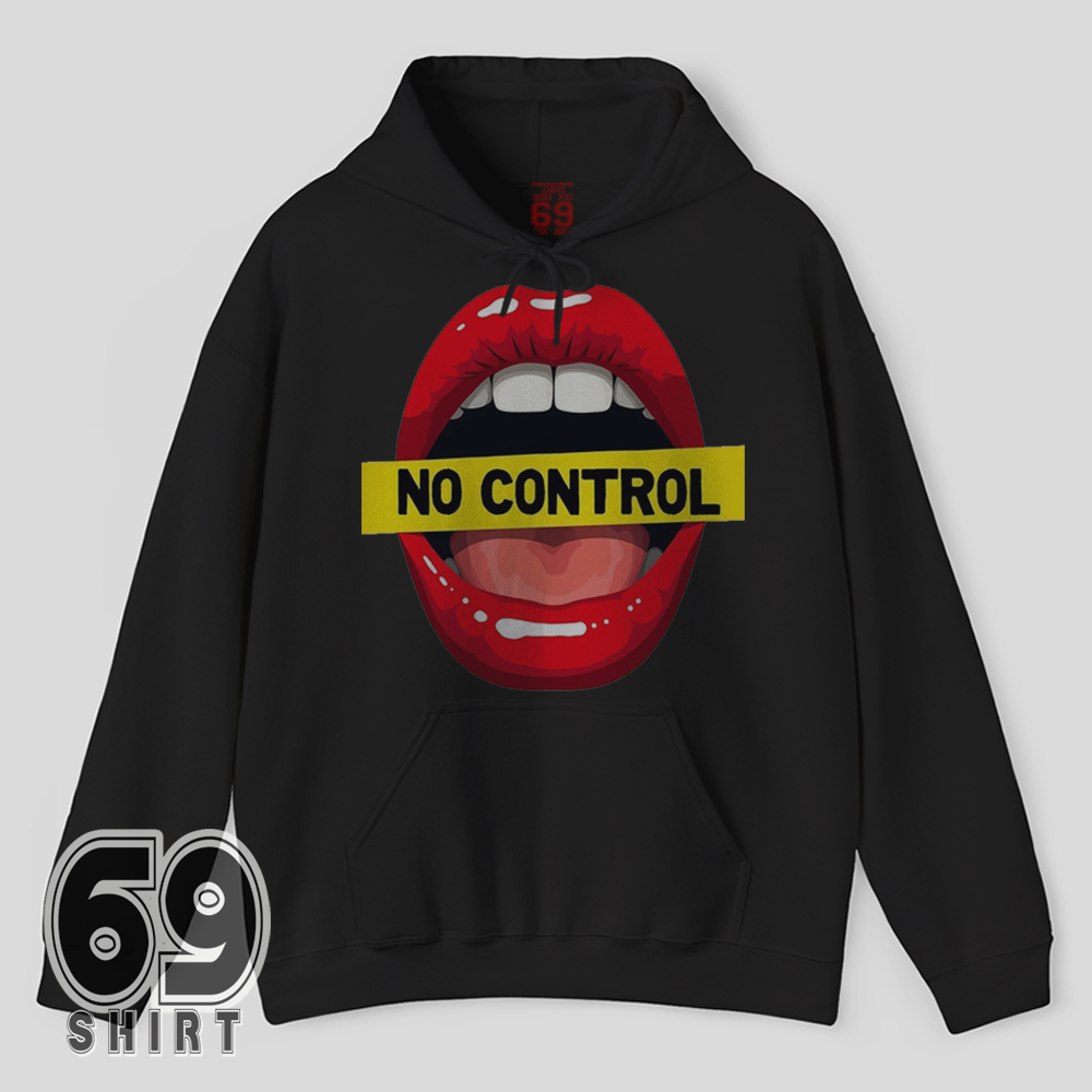 No Control Hoodie Bold Pop Art Lips Graphic Design Bold rebellious streetwear lips design printed on hoodie
