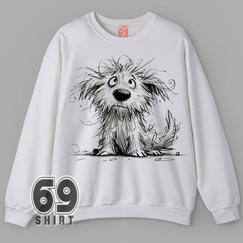 Hand-drawn messy dog art hoodie