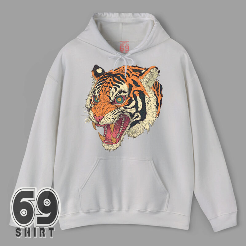 Trippy Tiger Illustration Hoodie – Bold Streetwear Design