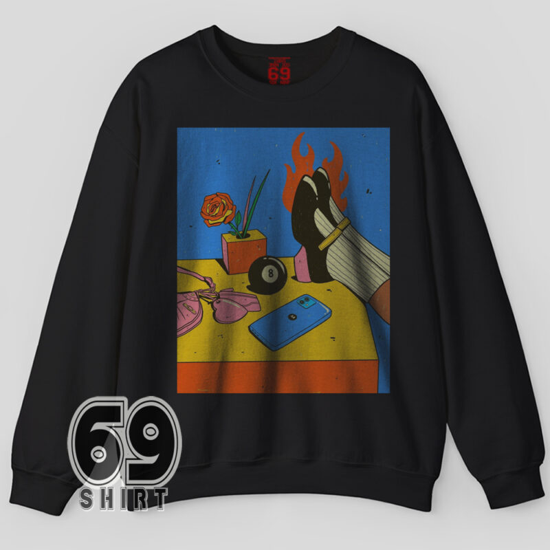 Colorful surreal illustration on sweatshirt design