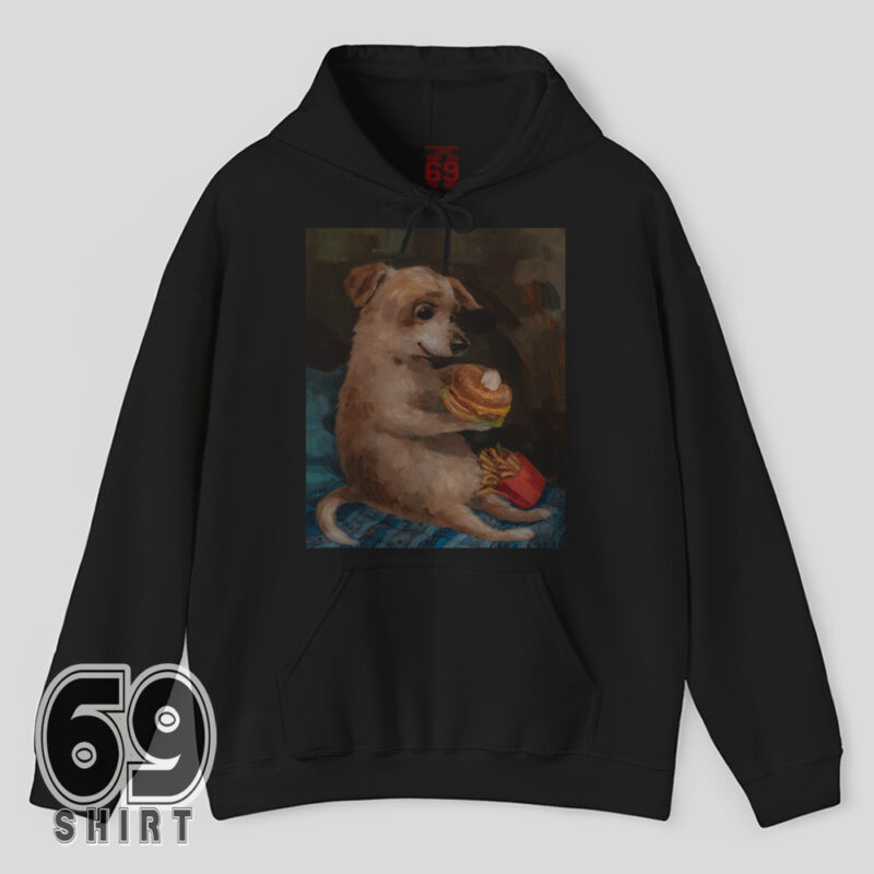 Cute vintage-style dog painting tee for food lovers